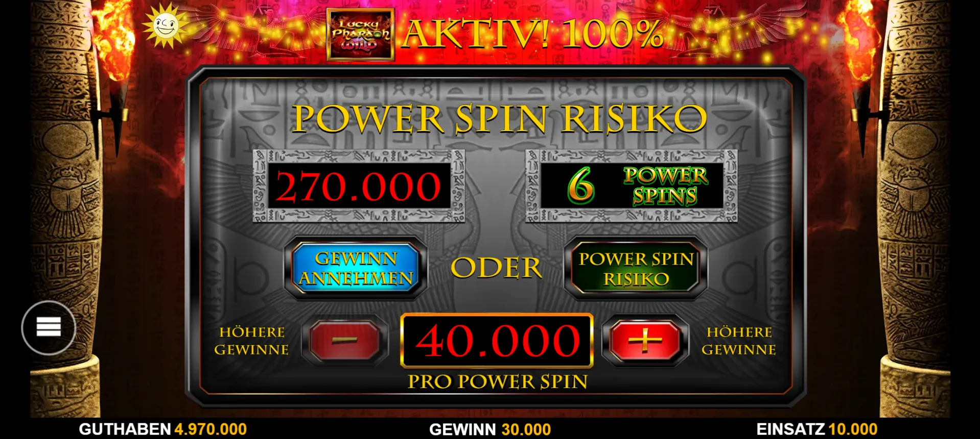 Lucky Pharaoh Power Spins Risiko